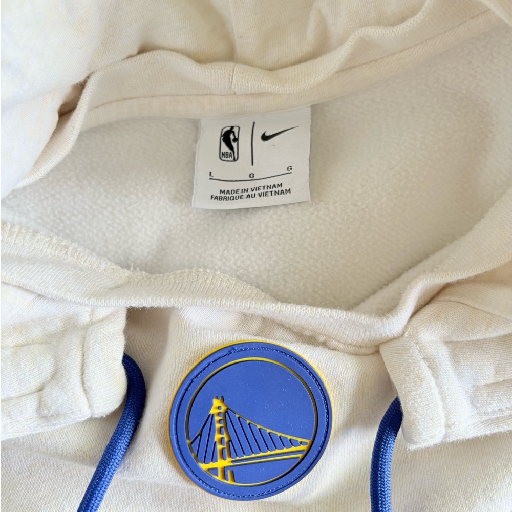 NBA Warriors White Hoodie with Blue Accents - Picture 6 of 6